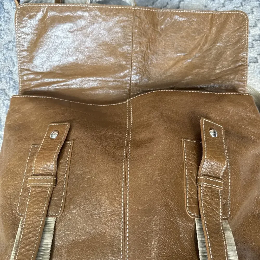 Claudia Firenze Brown Tan Genuine Leather Messenger Crossbody Bag Made In Italy